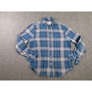 Cloudveil Shirt Men Medium Blue Grey Plaid Flannel Long Sleeve Work Outdoor